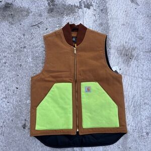Carhartt Brown and Neon Green Vest
